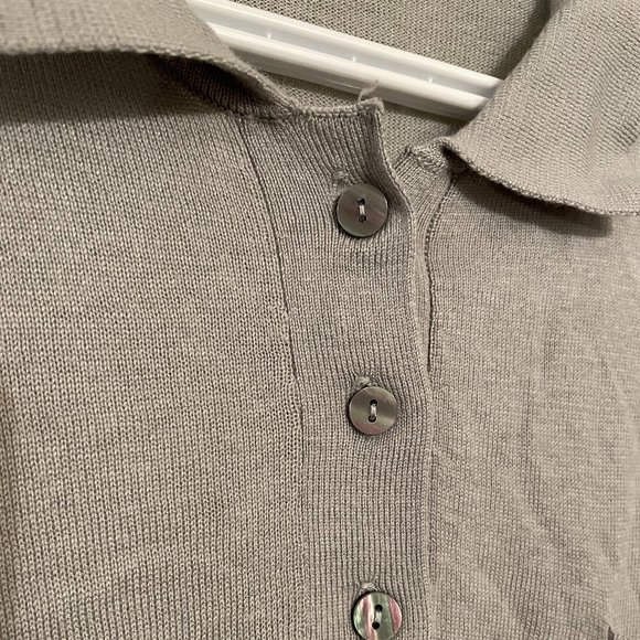 Zara Soft Green Grey Oversized Lightweight Polo Knit Sweater Pocket-Size Small - Picture 3 of 5